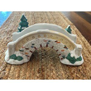 Vintage Mervyns 1991 Ceramic Cobblestone Bridge Decorative Christmas Village Acc